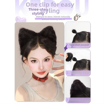 Kassi kõrvadega parukas kuklis stiilis, klipsi kinnitusega, kuumuskindlad kiud, ei värvita, Halloween jaoks