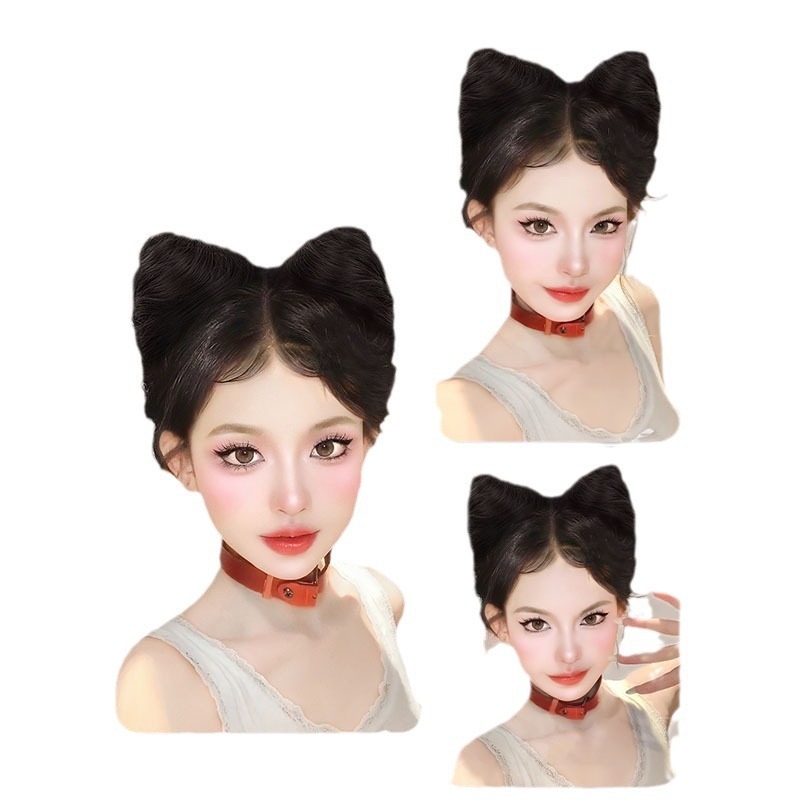 Kassi kõrvadega parukas kuklis stiilis, klipsi kinnitusega, kuumuskindlad kiud, ei värvita, Halloween jaoks