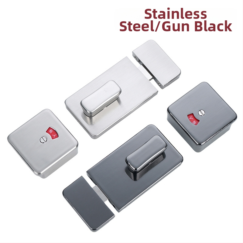 Nerūdijančio plieno durų spyna viešosios tualeto pertvarai su indikatoriumi – dviejų dalių rinkinys, Suoweigu, modernus minimalistinis stilius