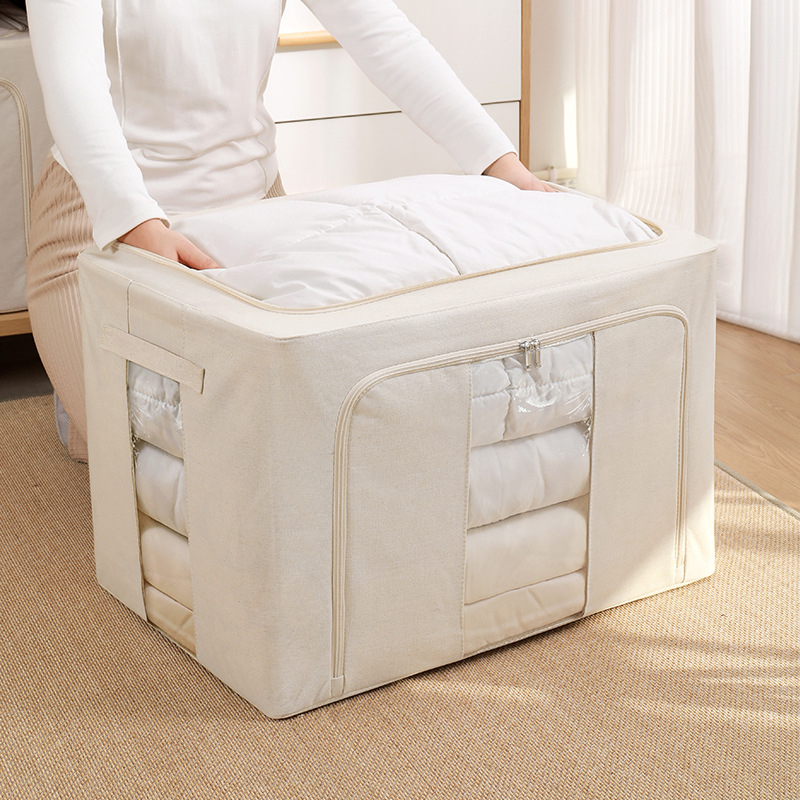 Kokkupandatav hoiukarp puuvillase ja linasekangaga terasraamiga, pestav, kaasaskantav, mitmekülgne