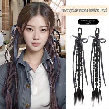 Bear Twisted Braid parukas naistele — kahekordne keerdpunter, kolledži stiilis, kõrge temperatuuriga traadist juuksed
