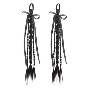 Bear Twisted Braid parukas naistele — kahekordne keerdpunter, kolledži stiilis, kõrge temperatuuriga traadist juuksed