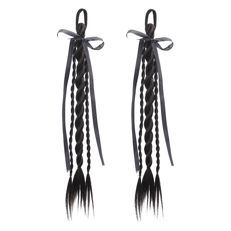 Bear Twisted Braid parukas naistele — kahekordne keerdpunter, kolledži stiilis, kõrge temperatuuriga traadist juuksed