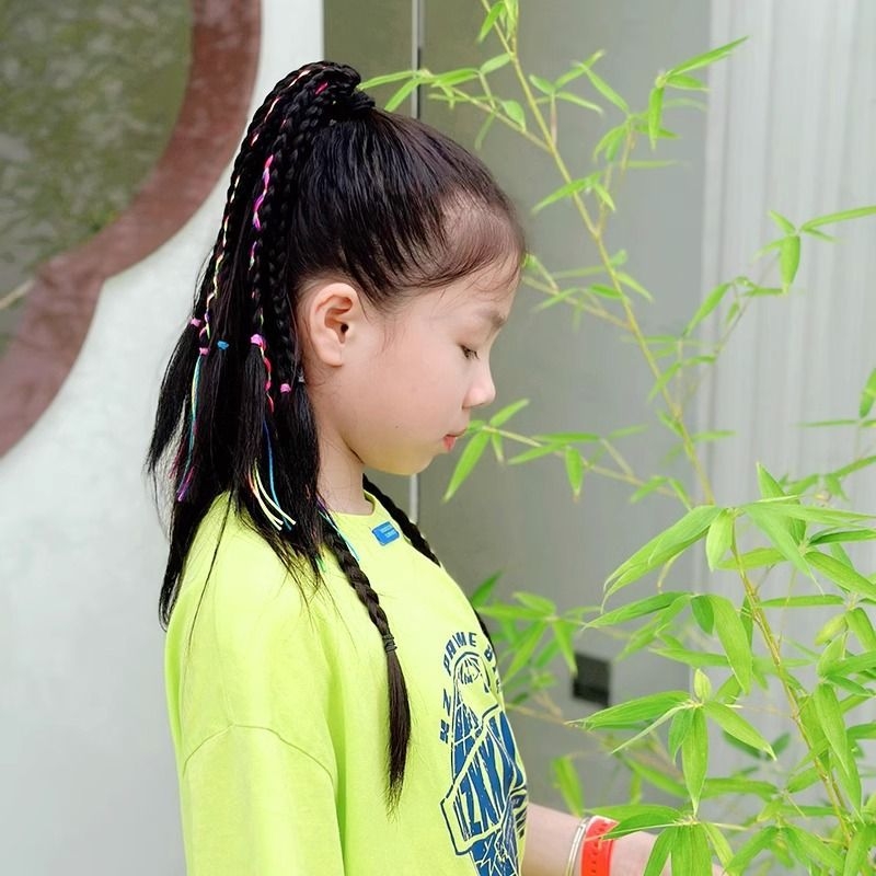 Laste parukas ar asti, käsitsi kootud, kuumakindel siid