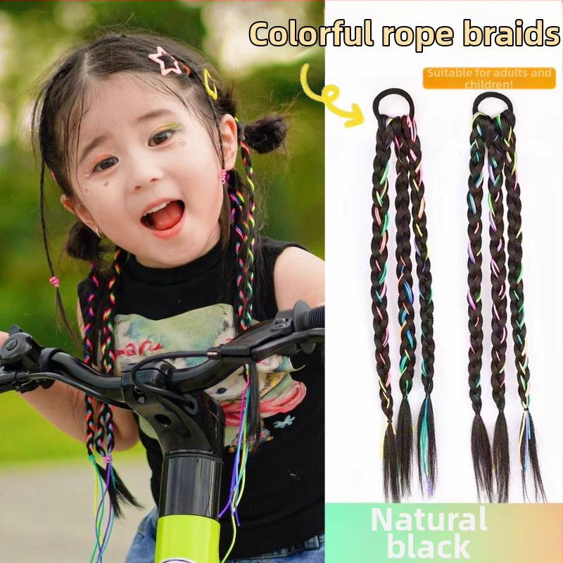 Laste parukas ar asti, käsitsi kootud, kuumakindel siid