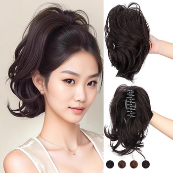 Parukas klipsiga, mermaid lokid, pool-üles tõstetud stiil, kuumuskindel sünteetiline juuksehooldus PY103