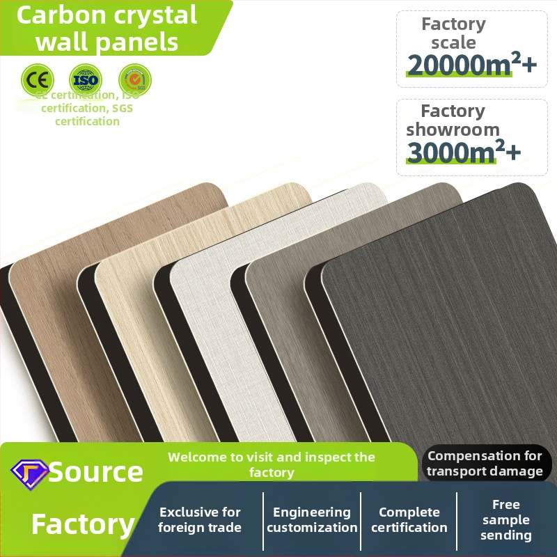 Seinapaneel puidulise viimistlusega – Carbon Crystal suurplaat, PVC, helikindlus 20 dB, soojusjuhtivus 0.125 W/mK