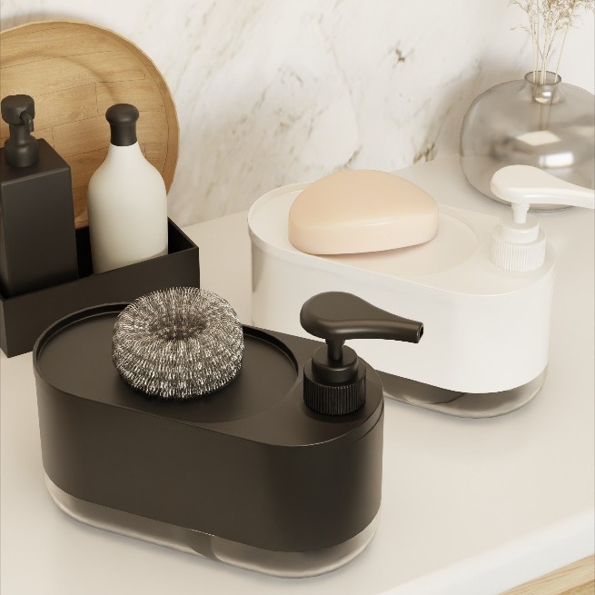 Virtuvės muilo dozatorius su rankiniu paspaudimu, PET medžiaga, 245 g