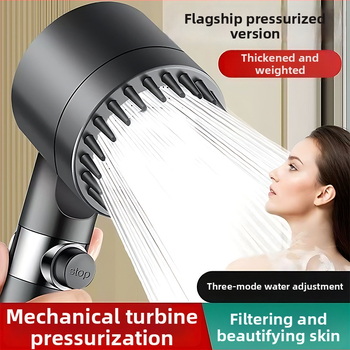 Nešiojama dušo galva su 3 srauto režimais, padidintas slėgis, ABS apvalus korpusas, silikoninis masažinis šepetėlis