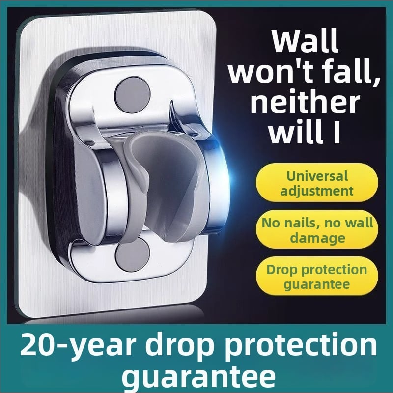 Držiak na sprchovú hlavu bez vŕtania, prísavné upevnenie na stenu, ABS materiál, moderný minimalistický štýl, jednoúrovňový kúpeľňový regál