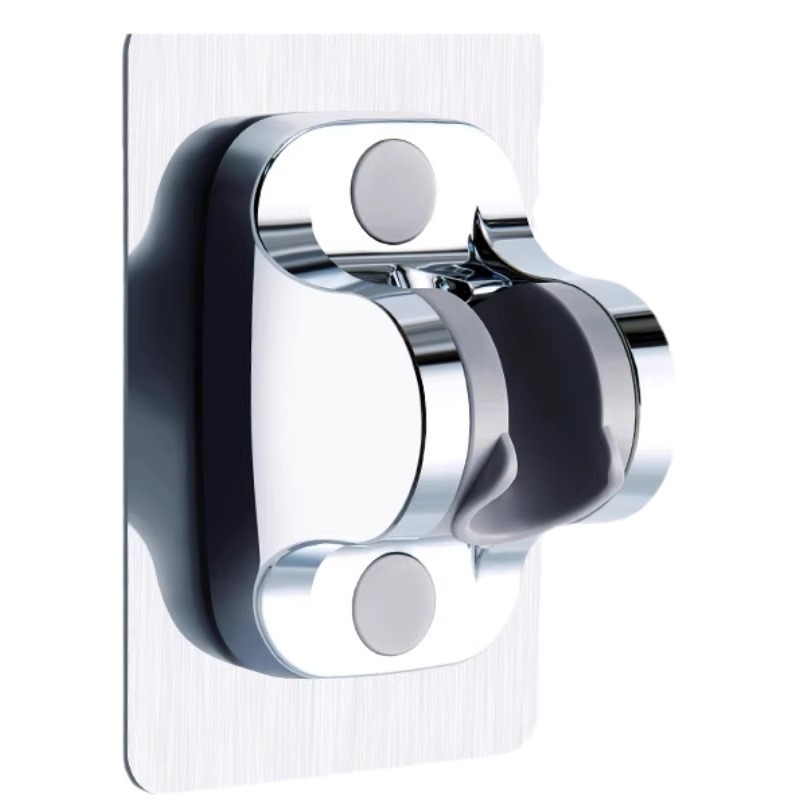 Držiak na sprchovú hlavu bez vŕtania, prísavné upevnenie na stenu, ABS materiál, moderný minimalistický štýl, jednoúrovňový kúpeľňový regál