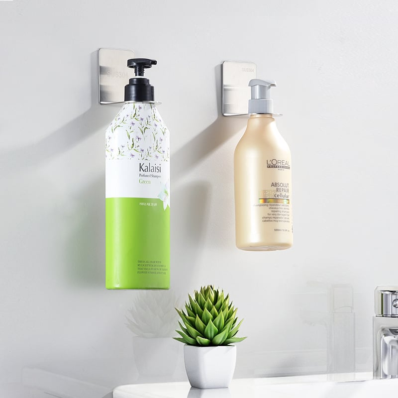 Dušo butelių laikiklis su rankiniu dozatoriumi, 304 nerūdijančio plieno, montavimas be gręžimo, butelių laikiklis su didelio arba mažo skyles atidarymu, poliruotas paviršius, svoris 300 g