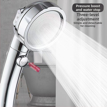 Ručná sprchová hlavica so 3 režimami, úsporná na vodu, s jedným tlačidlom na zastavenie vody a odnímateľnou umývateľnou tryskou