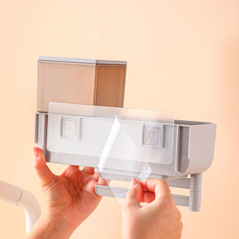 Köögiseina paigaldatav köögitarvikorganisaator koos svampide hoidja ja seebidosaatoriga - ABS+PP, kaasaegne minimalistlik stiil, mitmeotstarbeline, 0,39 kg