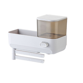 Köögiseina paigaldatav köögitarvikorganisaator koos svampide hoidja ja seebidosaatoriga - ABS+PP, kaasaegne minimalistlik stiil, mitmeotstarbeline, 0,39 kg