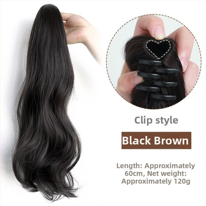 Ponytail parukas klipsiga kinnitusega, pikad lokid, suured lained, õmblusteta disain, kuumuskindlad sünteetilised kiud