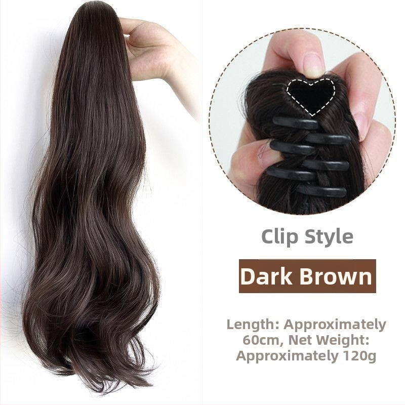 Ponytail parukas klipsiga kinnitusega, pikad lokid, suured lained, õmblusteta disain, kuumuskindlad sünteetilised kiud