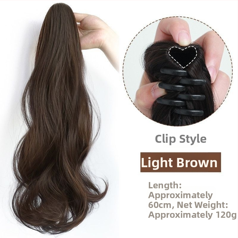 Ponytail parukas klipsiga kinnitusega, pikad lokid, suured lained, õmblusteta disain, kuumuskindlad sünteetilised kiud