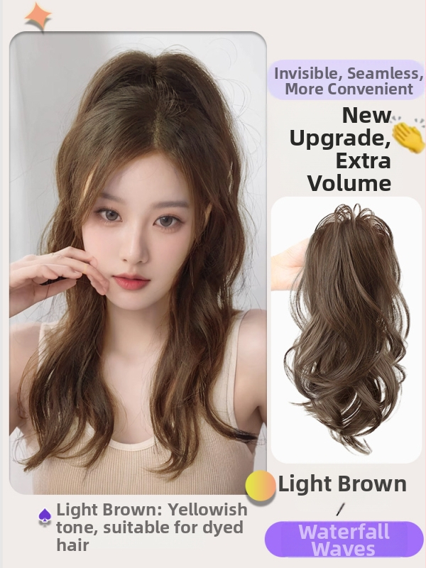 Kaifei parukas — vandfalli lokid, kõrge poni, pikk juuksed, kuumusele vastupidav juhtmestik, mehhaaniline töötlemine, ei sobi kuumaks värvimiseks