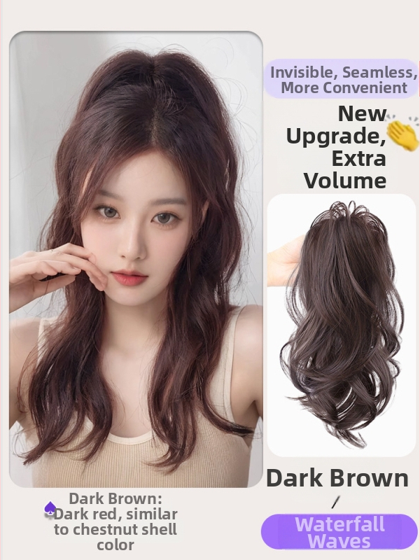 Kaifei parukas — vandfalli lokid, kõrge poni, pikk juuksed, kuumusele vastupidav juhtmestik, mehhaaniline töötlemine, ei sobi kuumaks värvimiseks