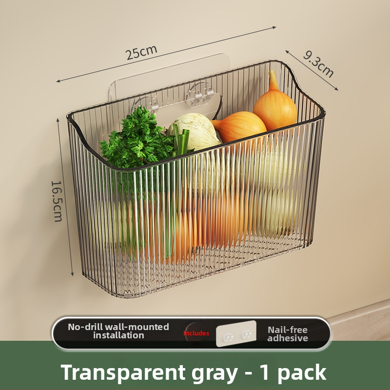 Köögihoiukorv – plastikust, seinale riputatav organiseerija puuviljadele ja köögiviljadele, kaasaegne minimalistlik stiil, välja anti 2024. aastal