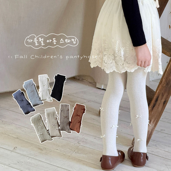Colanți pentru fetițe din bumbac, cu funda, talie înaltă, fără deschidere între picioare, lungi, primăvară-toamnă, 80% bumbac