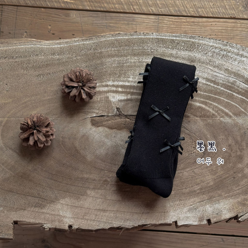 Colanți pentru fetițe din bumbac, cu funda, talie înaltă, fără deschidere între picioare, lungi, primăvară-toamnă, 80% bumbac