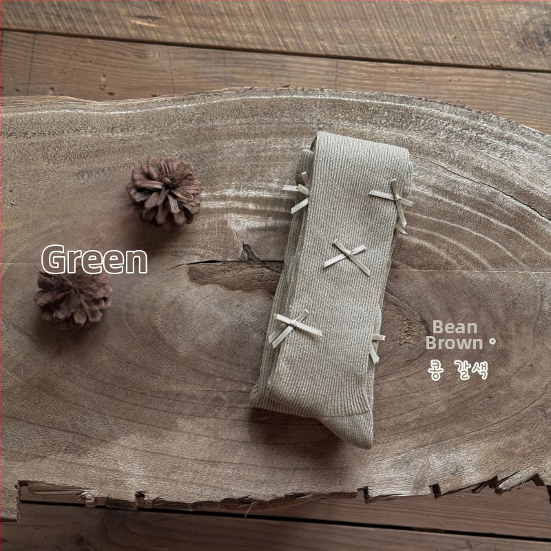 Colanți pentru fetițe din bumbac, cu funda, talie înaltă, fără deschidere între picioare, lungi, primăvară-toamnă, 80% bumbac