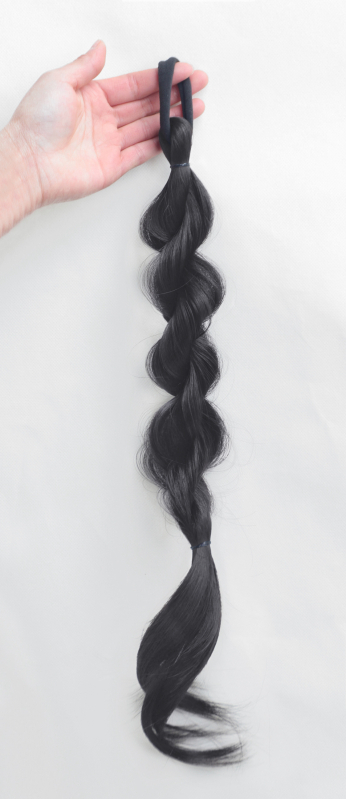 Poniponi parukas mullidega, topelt ponny saba, puhkevä loomulik välimus; Mudel: Cool Bubble Braid; Käsitöö; Juukse materjal: kõrge temperatuuriga traat; Ei sobi kuumade värvainetega