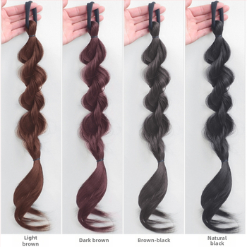 Poniponi parukas mullidega, topelt ponny saba, puhkevä loomulik välimus; Mudel: Cool Bubble Braid; Käsitöö; Juukse materjal: kõrge temperatuuriga traat; Ei sobi kuumade värvainetega