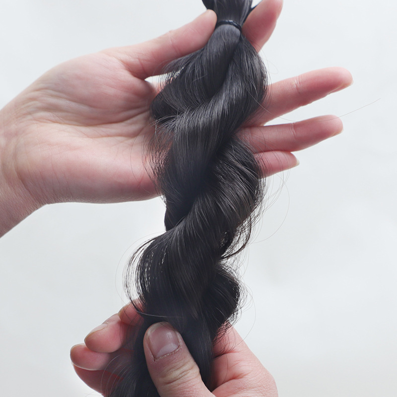 Poniponi parukas mullidega, topelt ponny saba, puhkevä loomulik välimus; Mudel: Cool Bubble Braid; Käsitöö; Juukse materjal: kõrge temperatuuriga traat; Ei sobi kuumade värvainetega