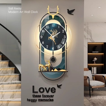 Moderný oválny nástenný hodiny s pohonom JPOK T3, ciferník z plexisklu, napájanie batériou