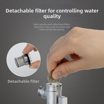 Täielikult vasest valmistatud kõrge vooluhulgaga nurgaventiil nutikatele WC-dele, filtrivõrguga, mudel 2119A, CE sertifikaat.