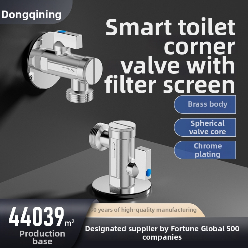 Täielikult vasest valmistatud kõrge vooluhulgaga nurgaventiil nutikatele WC-dele, filtrivõrguga, mudel 2119A, CE sertifikaat.