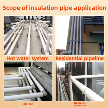 Nerūdijančio plieno izoliuotas vamzdis su poliuretano putomis – integruota kompozitinė vamzdynė karšto ir šalto vandens bei šildymo sistemoms; šilumos laidumas 0,0209 W/mK; PU tankis 40–60 kg/m³