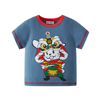 Vaikiški trumpų rankovių marškinėliai, 100% medvilnė, apvalus kaklas, Korėjos stilius, karikatūros spaudas