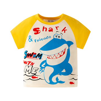 Vaikiški trumpų rankovių marškinėliai, 100% medvilnė, apvalus kaklas, Korėjos stilius, karikatūros spaudas