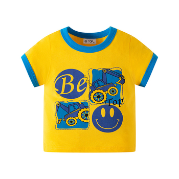 Vaikiški trumpų rankovių marškinėliai, 100% medvilnė, apvalus kaklas, Korėjos stilius, karikatūros spaudas