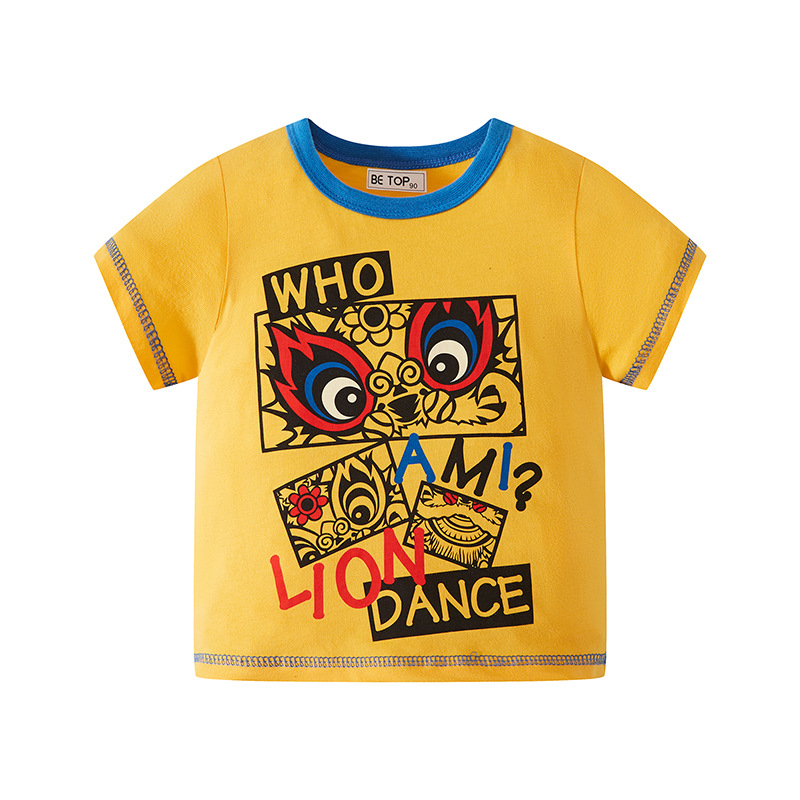 Vaikiški trumpų rankovių marškinėliai, 100% medvilnė, apvalus kaklas, Korėjos stilius, karikatūros spaudas