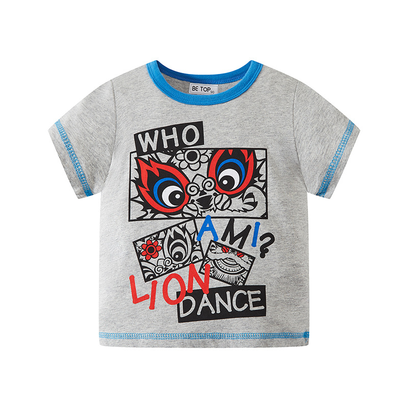 Vaikiški trumpų rankovių marškinėliai, 100% medvilnė, apvalus kaklas, Korėjos stilius, karikatūros spaudas