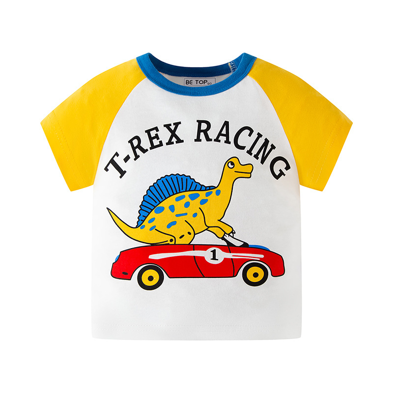 Vaikiški trumpų rankovių marškinėliai, 100% medvilnė, apvalus kaklas, Korėjos stilius, karikatūros spaudas