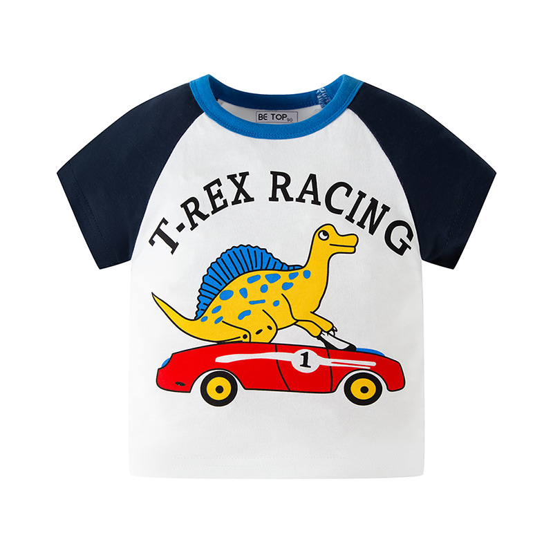 Vaikiški trumpų rankovių marškinėliai, 100% medvilnė, apvalus kaklas, Korėjos stilius, karikatūros spaudas