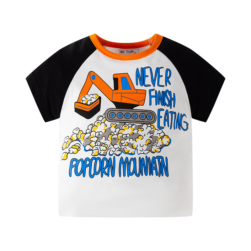 Vaikiški trumpų rankovių marškinėliai, 100% medvilnė, apvalus kaklas, Korėjos stilius, karikatūros spaudas