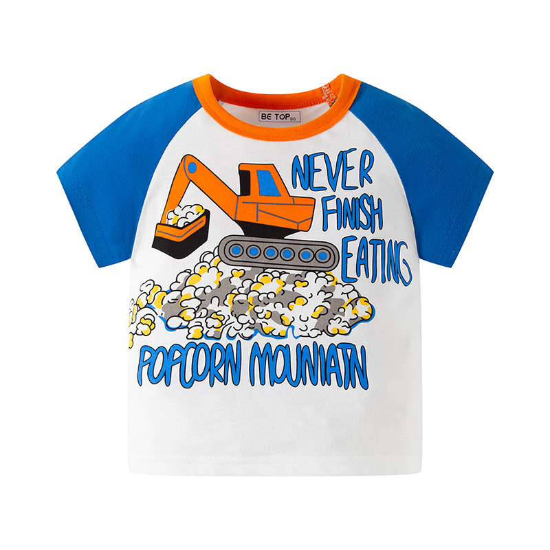 Vaikiški trumpų rankovių marškinėliai, 100% medvilnė, apvalus kaklas, Korėjos stilius, karikatūros spaudas