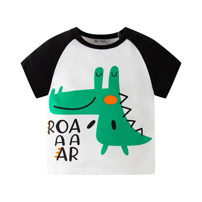 Vaikiški trumpų rankovių marškinėliai, 100% medvilnė, apvalus kaklas, Korėjos stilius, karikatūros spaudas