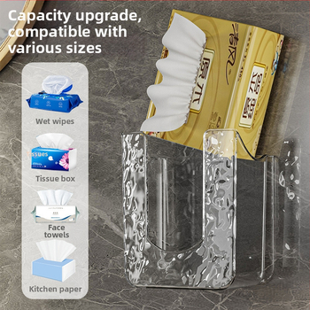 Seinasse kinnitatav niiskete salvrättide kast ja tualettpaberi hoidja, veekindel plastik, puurimata, mitmekülgne vannitoa korraldaja