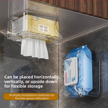 Seinasse kinnitatav niiskete salvrättide kast ja tualettpaberi hoidja, veekindel plastik, puurimata, mitmekülgne vannitoa korraldaja