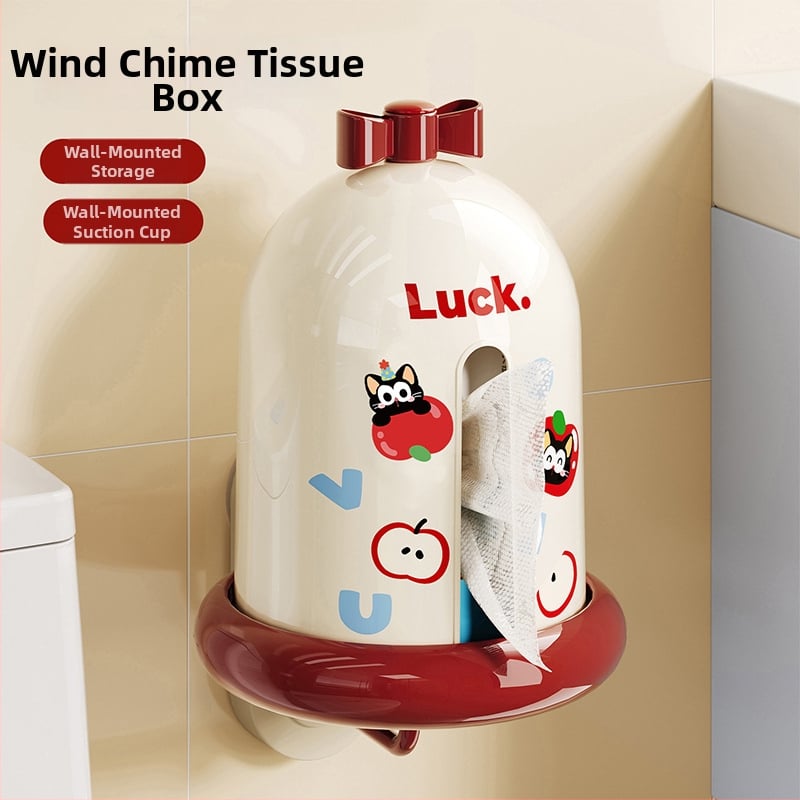 Zidni držač za papirnate maramice s usisnom čašom, Wind Chime model, plastika, lagani luksuzni stil, višestruka namjena