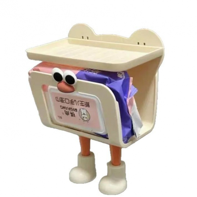 Cutie montată pe perete pentru hârtie igienică și raft de depozitare - plastic, impermeabil, fără găuri, potrivit pentru hârtie plată, design lejer luxos