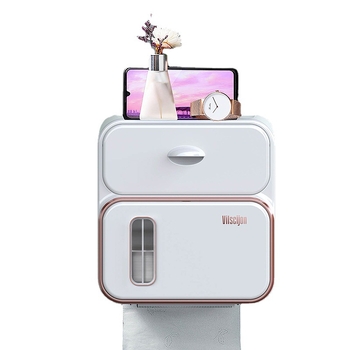 Seinasse paigaldatav WC-paberikarp, puurimiseta, veekindel plastikust (mudel 6252)